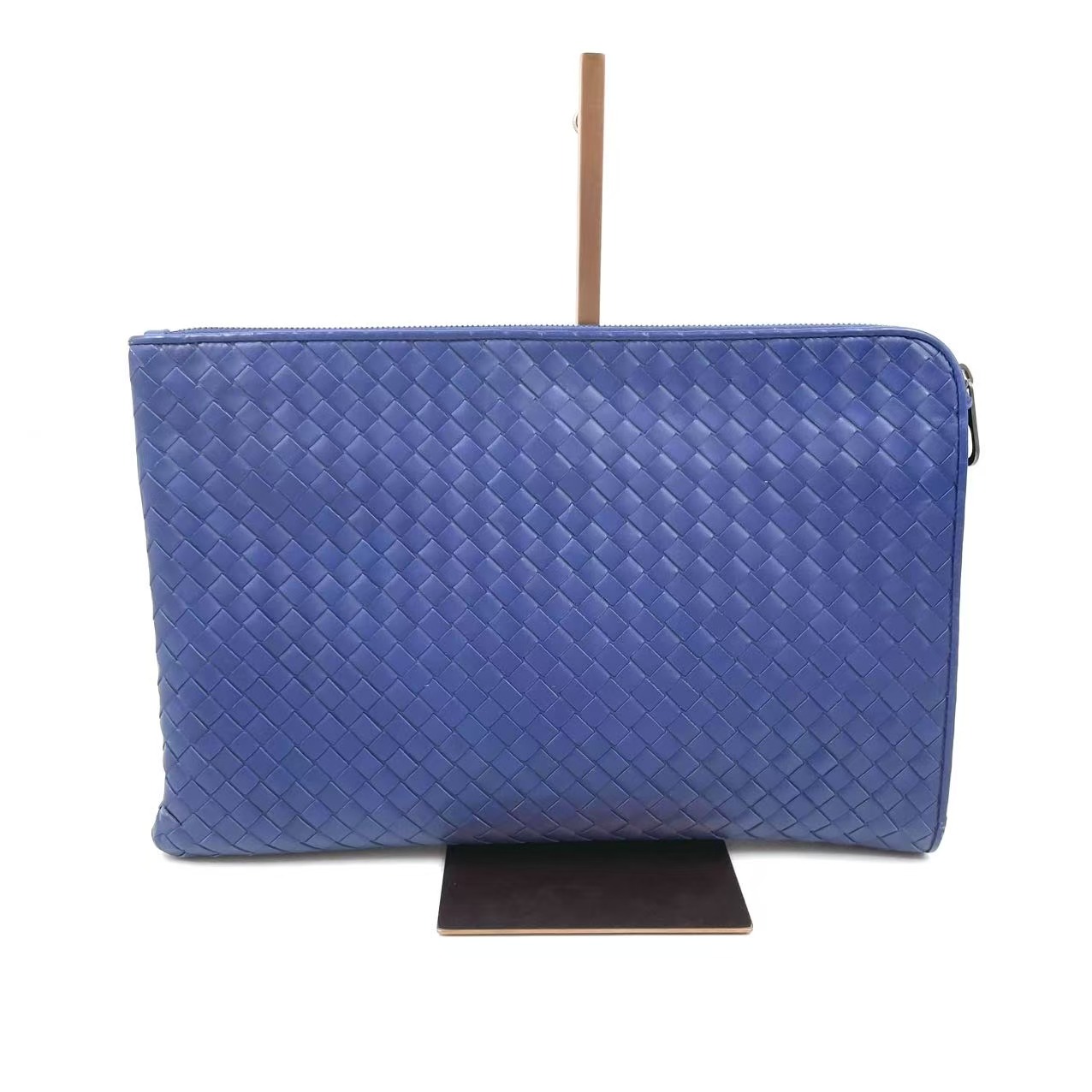 95新 BOTTEGA VENETA/葆蝶家 葆蝶家蓝色手拿包/S52/赠钥匙扣