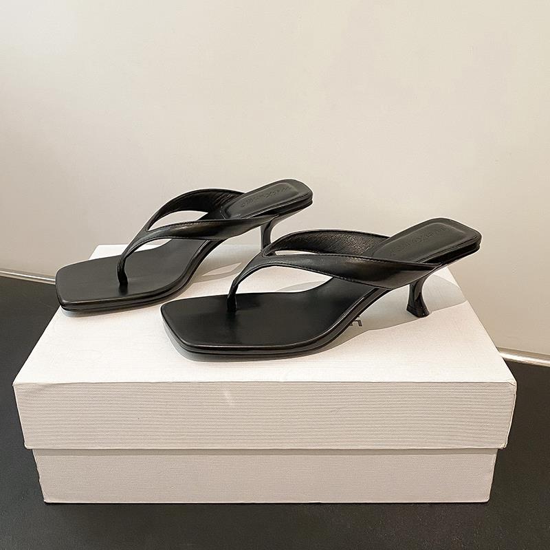 范哲萨香港高跟凉鞋仙女风夹趾凉拖防滑人字拖鞋女夏外