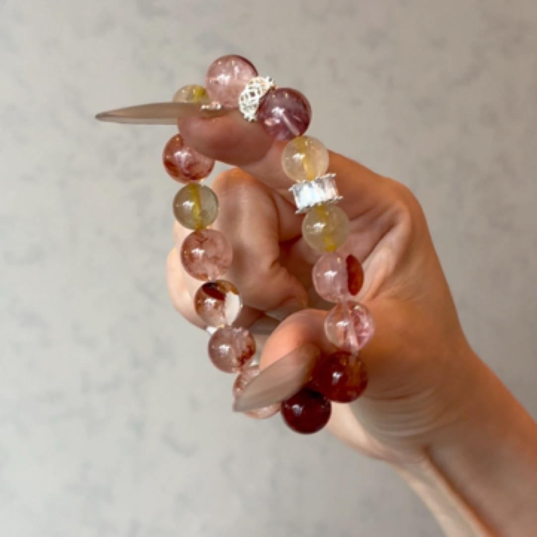 【母亲节】10mm锦鲤胶花黄发晶天然水晶