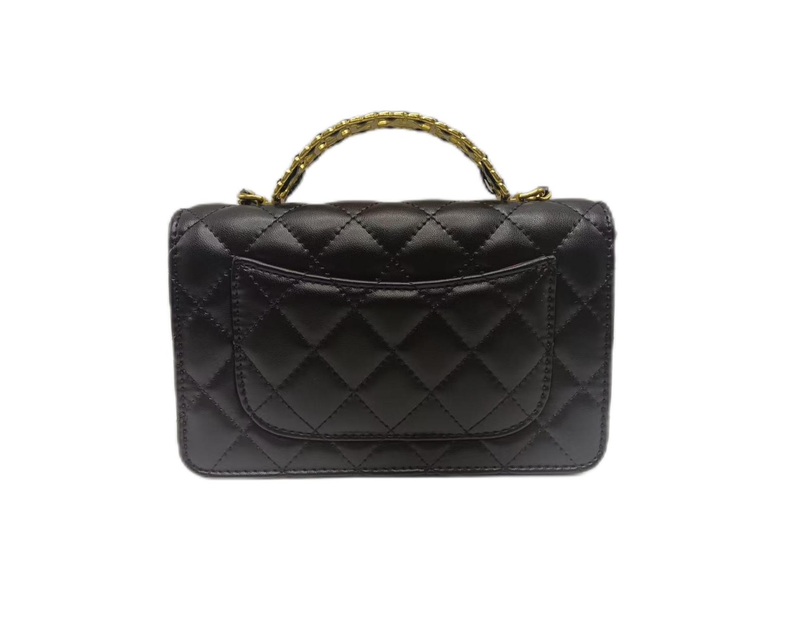 【DIDA】轻奢豪华时尚潮流女士斜挎手柄woc黑色菱格休闲单肩斜挎包