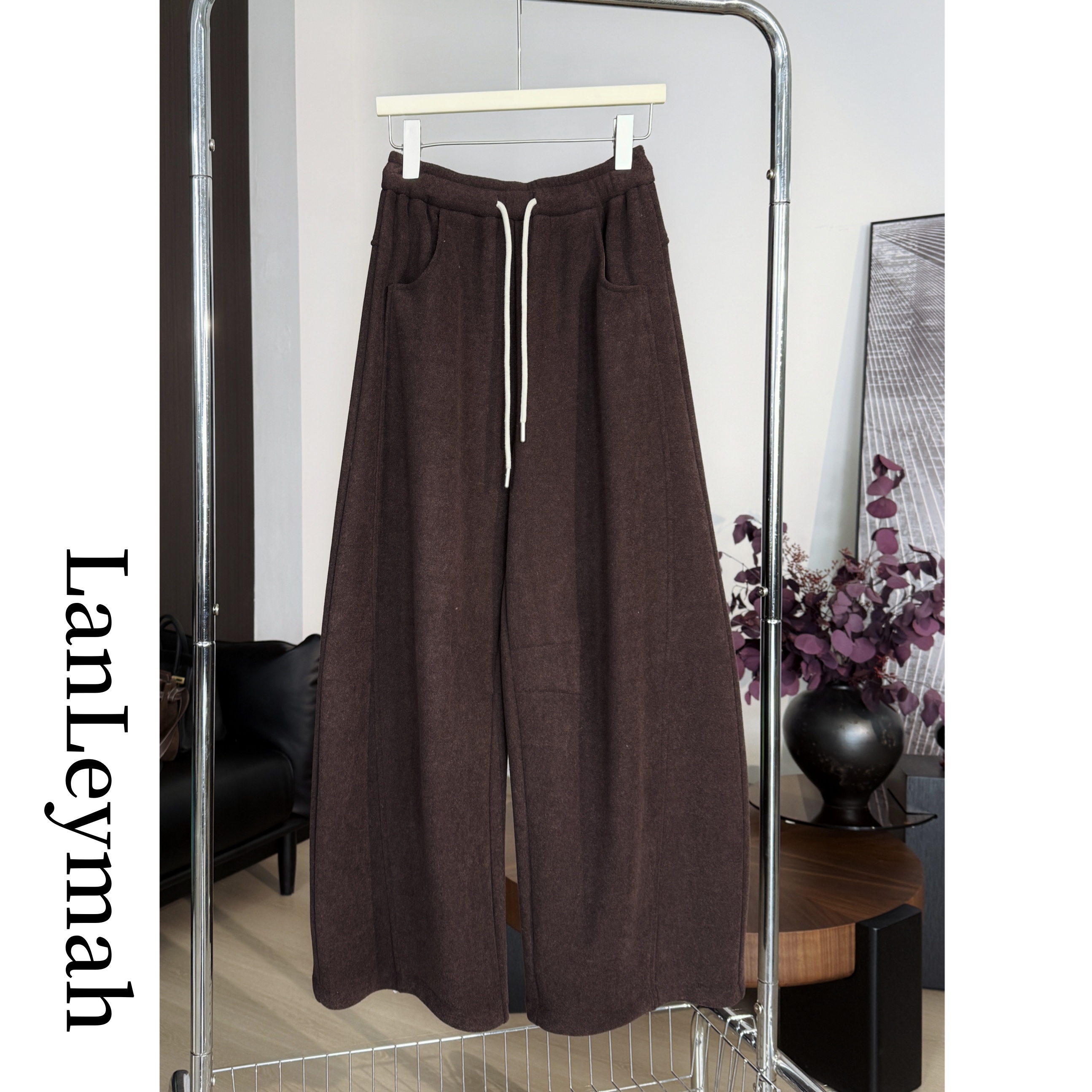 LanLeymah【加绒慵懒卫裤】大码宽松休闲裤 冬季加厚保暖女裤百搭