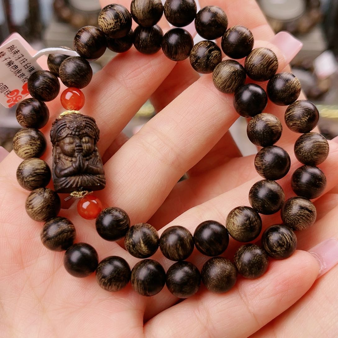 沉香手串越南芽庄老白棋玉化老料满樱子瘤疤虎斑纹