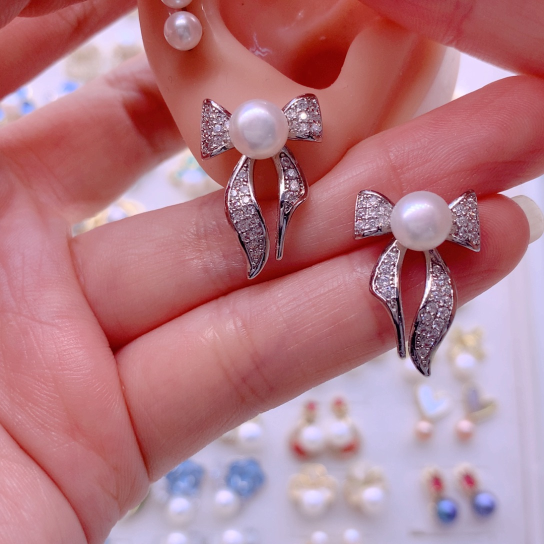 合金淡水珍珠耳饰