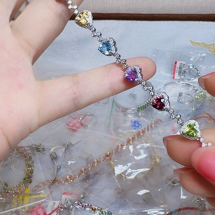 吊坠925银合成碳硅石手链都