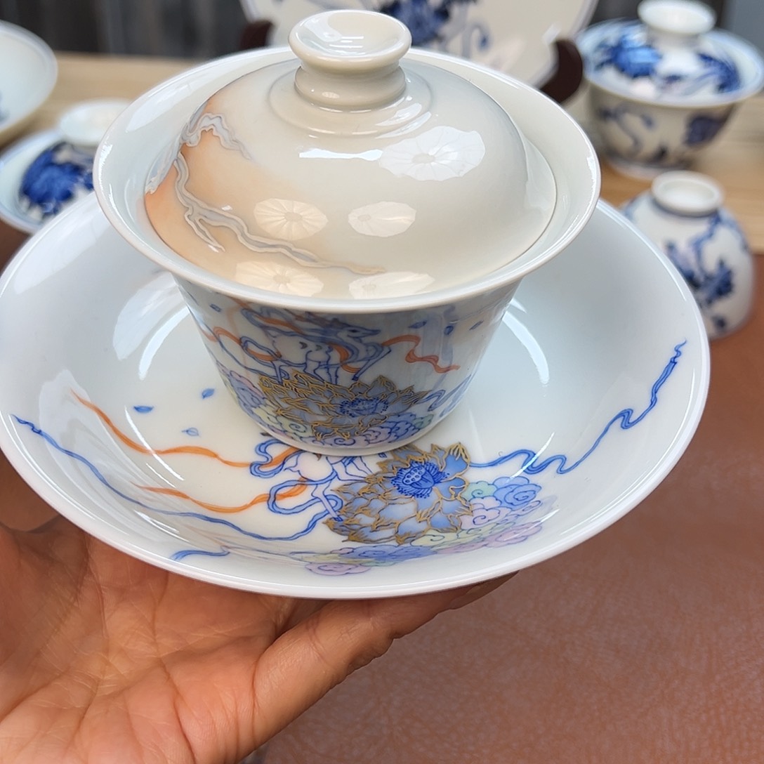 杯景德镇手绘斗彩套组