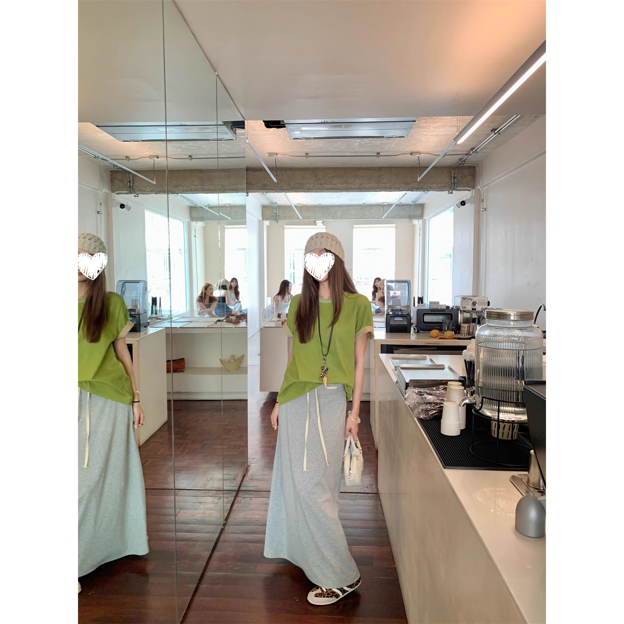 番茄妹妹Tomatosister 慵懒风垂坠感抽绳半身裙夏中长款高腰裙子