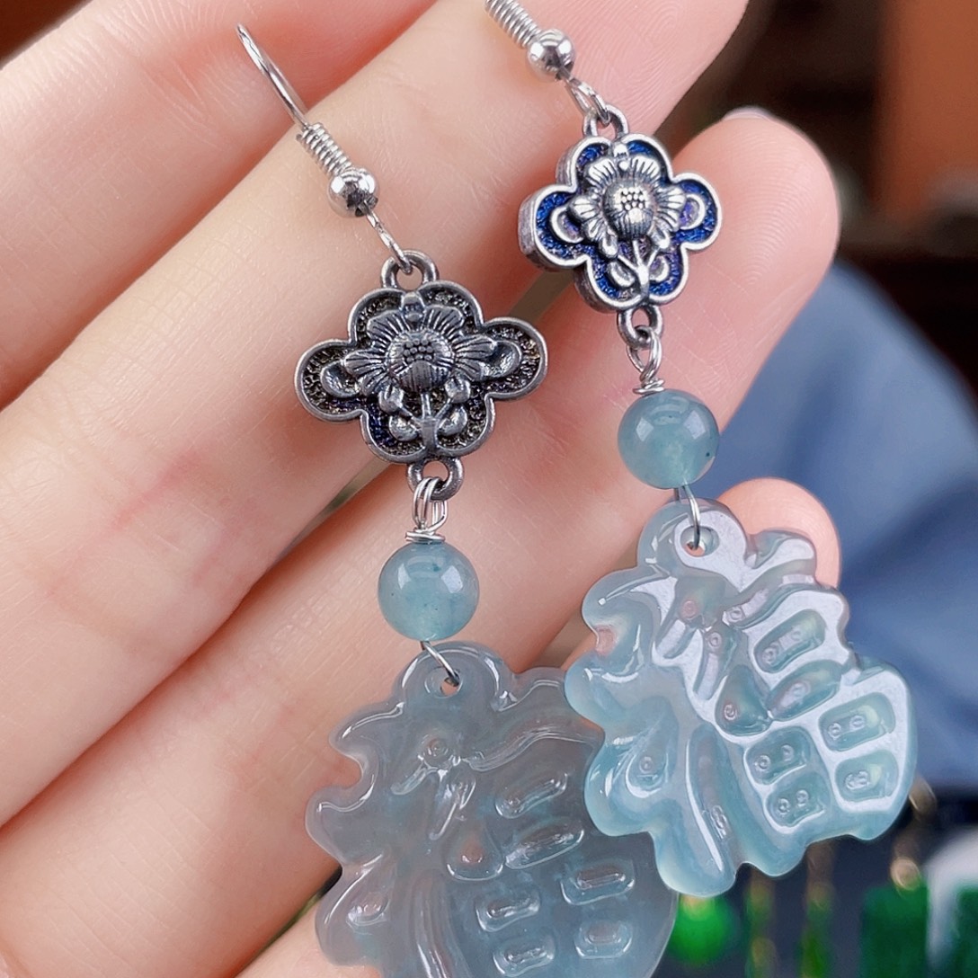 翡翠未镶嵌耳饰饰品