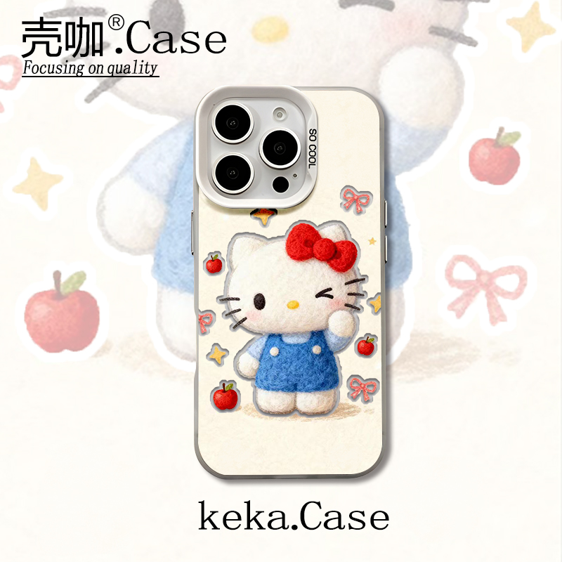 kitty彩银壳适用苹果17手机壳15/16pro华为oppo小米vivo女款