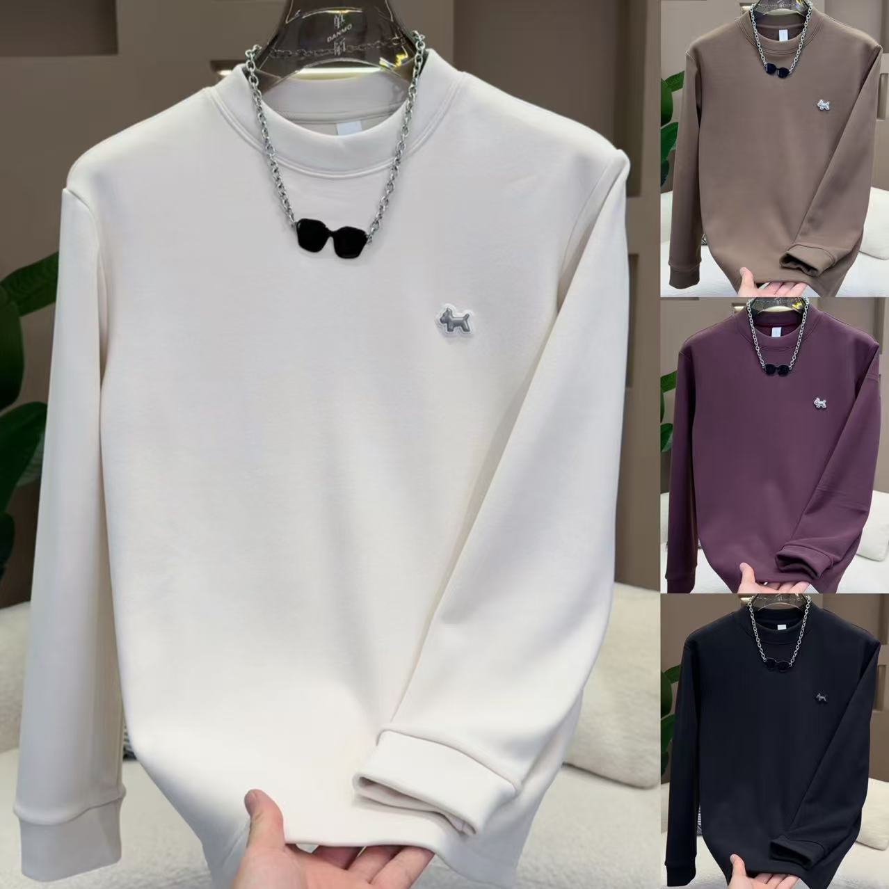 Z冬季男士新品净版简约潮流慕尚绒百搭打底卫衣6728