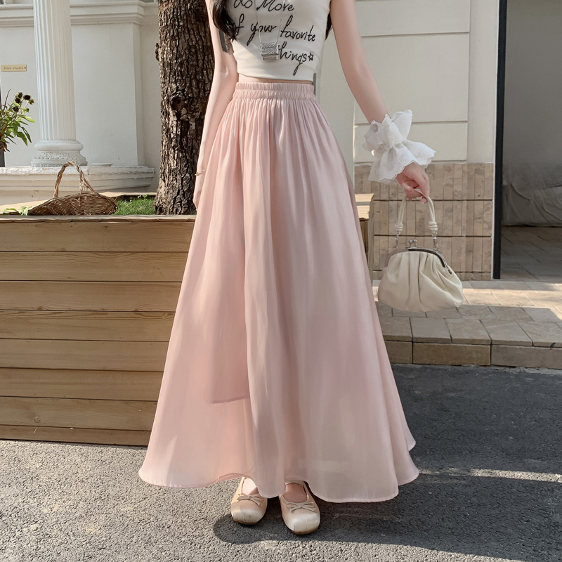 【冲量价】粉色半身裙女夏季2025新款漂亮流光纱垂感人鱼姬缎面长裙