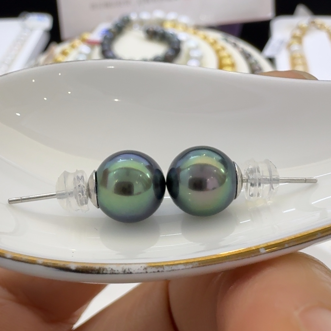 耳饰银S925镶嵌海水珍珠