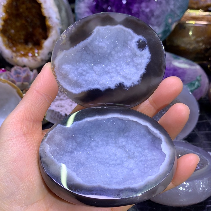 水晶稀有全抛蓝软盆未镶嵌