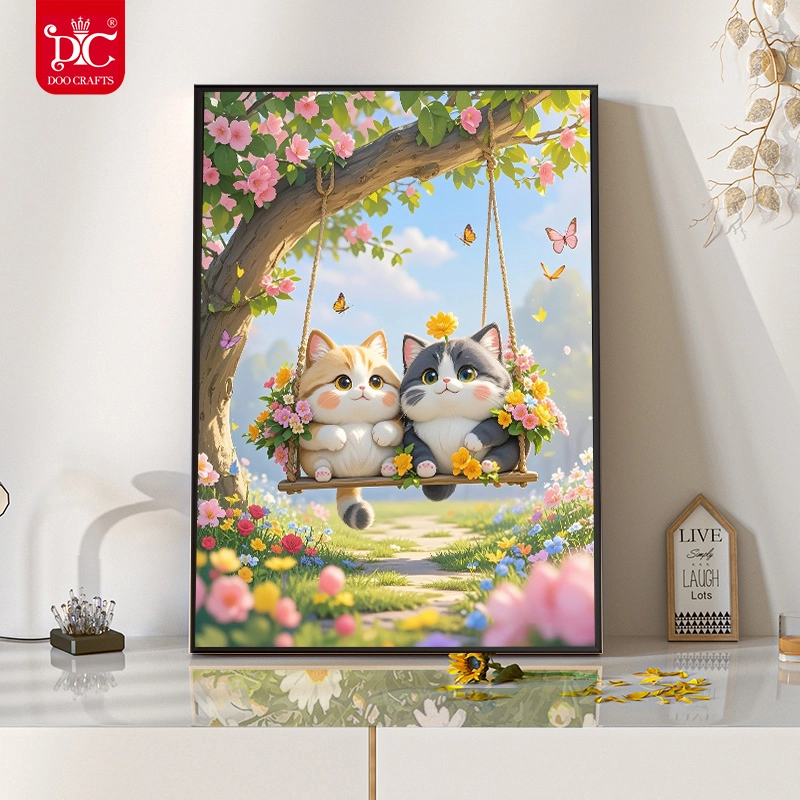 DC/蒂彩方钻【猫咪的幸福时光】钻石画卧室挂画点贴钻十字绣手工diy