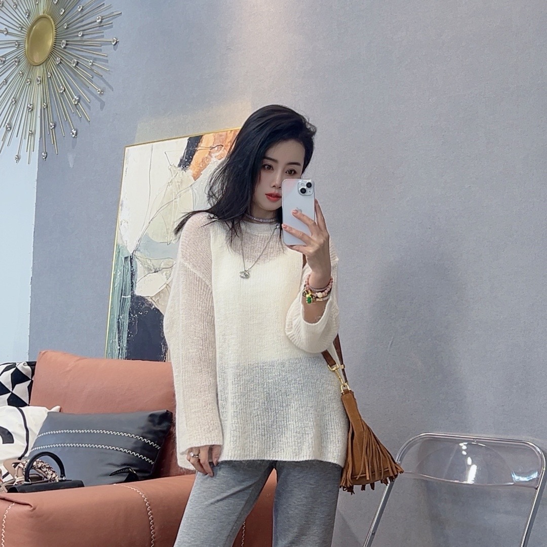 长袖镂空百搭毛针织衫设计师打底衫上衣