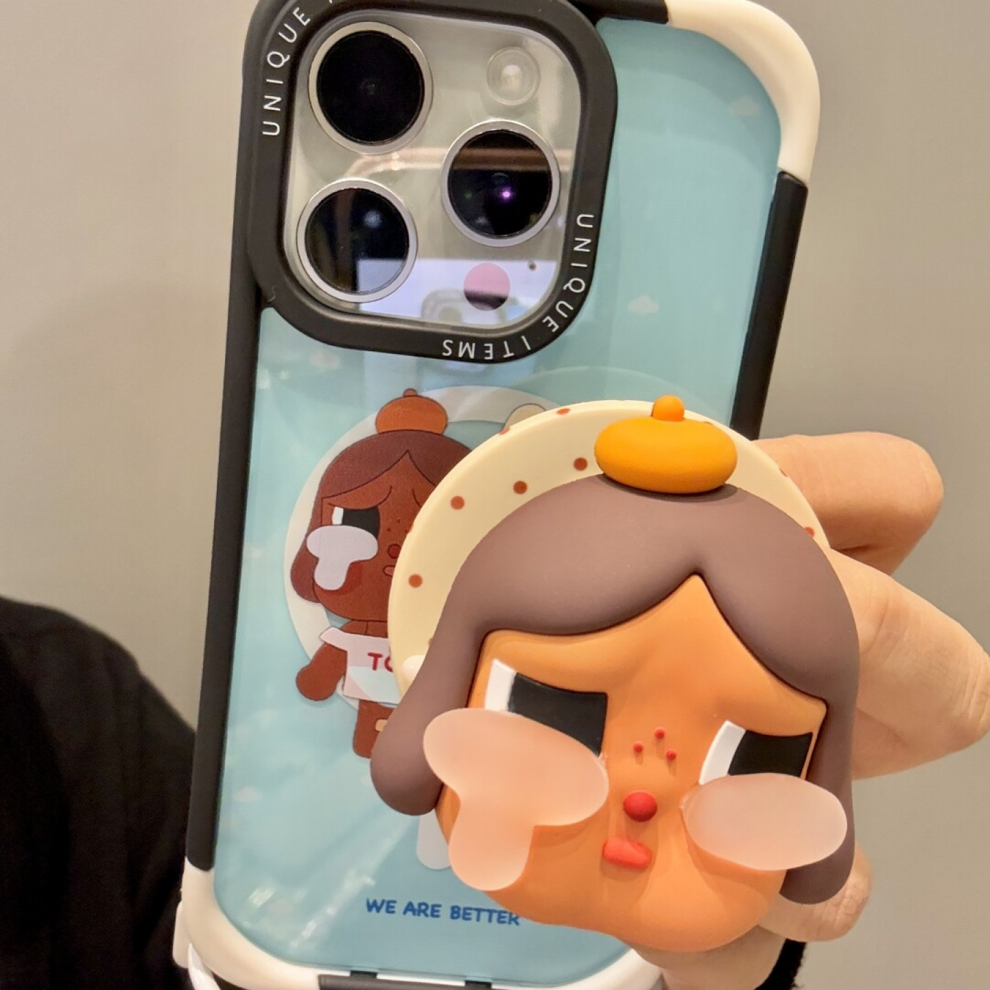 趣味蓝黄黑皮哭娃磁吸适用iphone16promax苹果15手机壳14p手提13