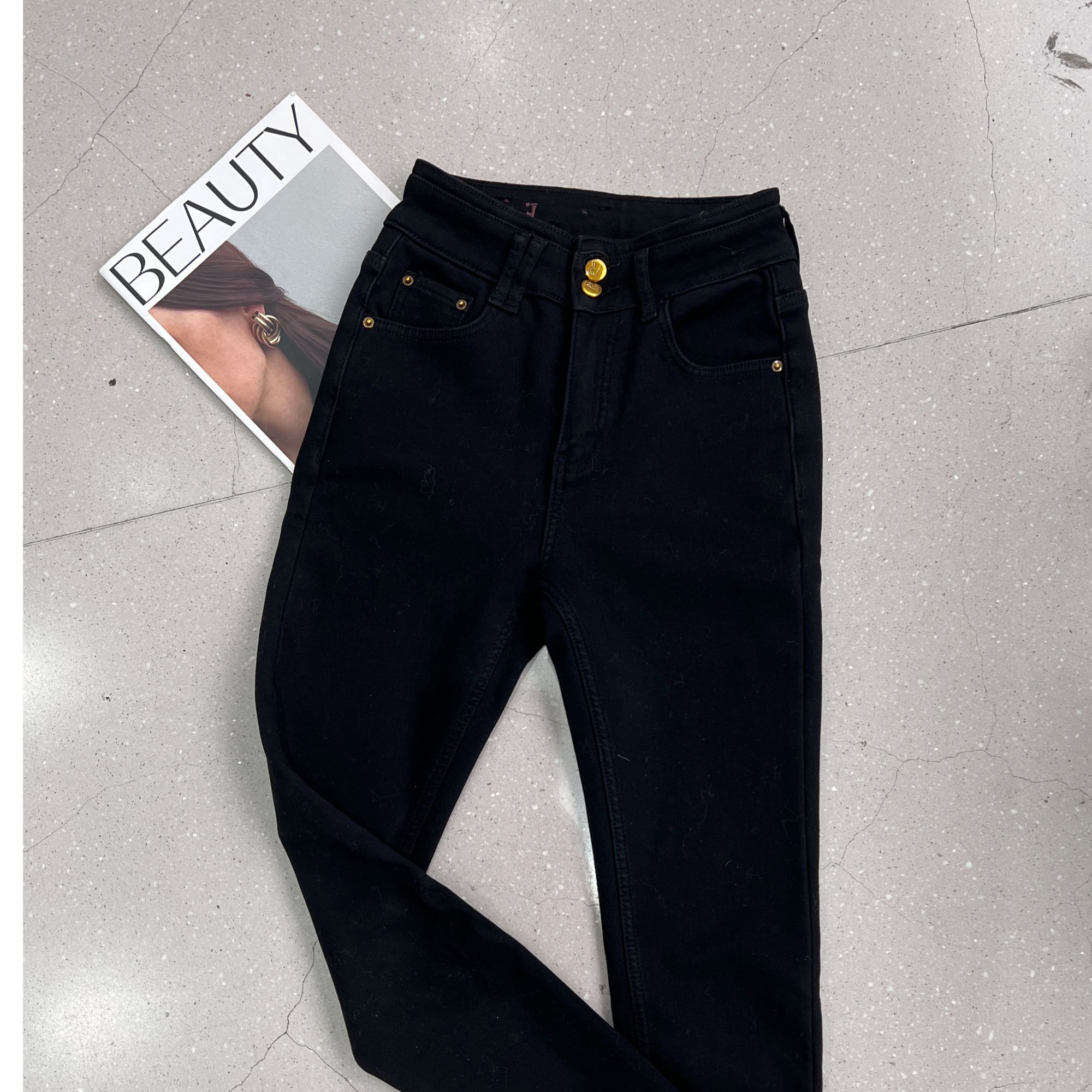 【凯琪专属】高货设计款磨毛显瘦高腰百搭小脚牛仔裤