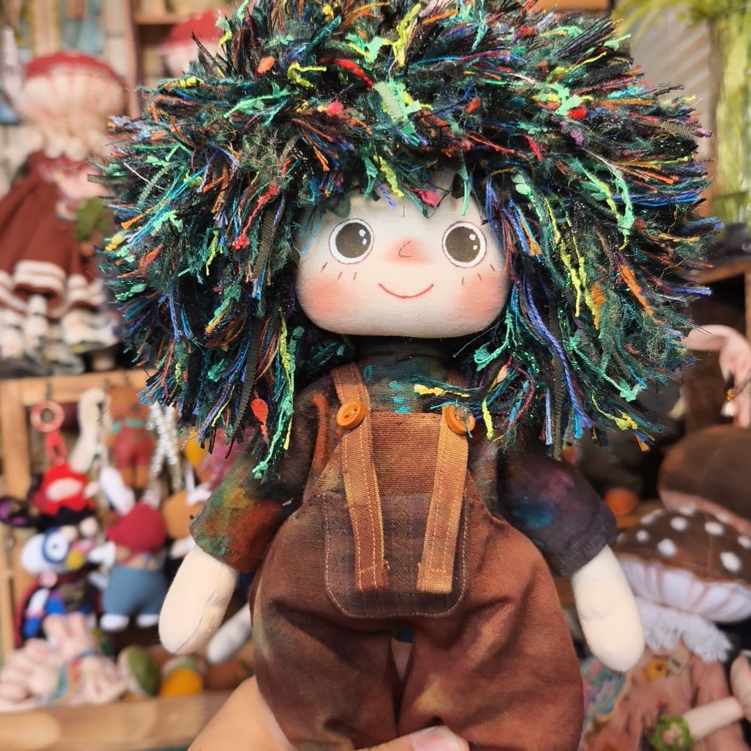 棉绿头发可爱娃娃