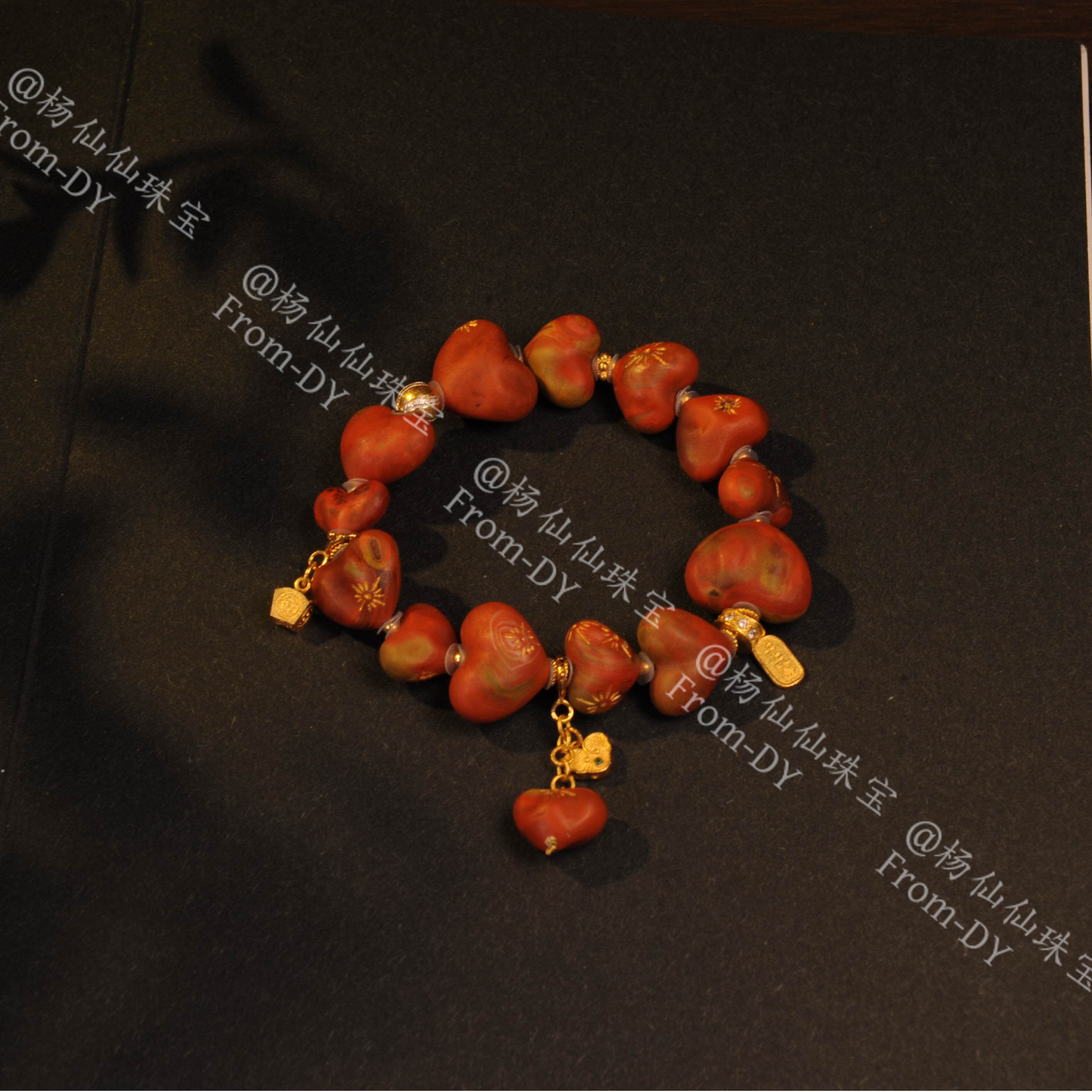 【杨仙仙珠宝】18K厚金镶嵌南红多宝手串-A3461
