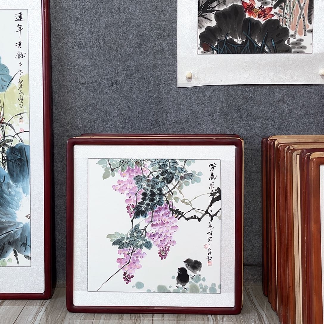 国画书画作品带框63×63