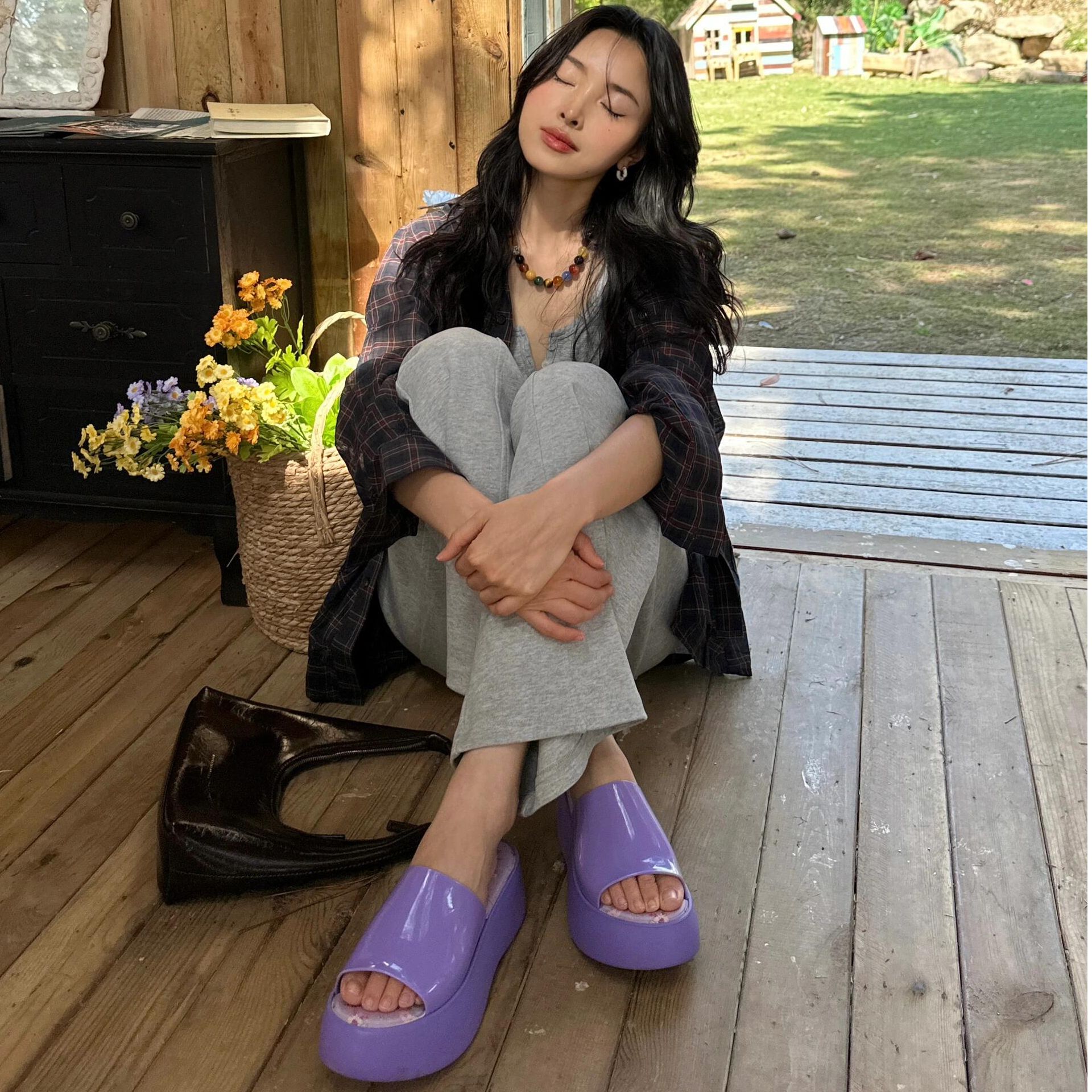 【诗诗专属】品牌女鞋增高厚鞋软底透气防滑厚底拖鞋