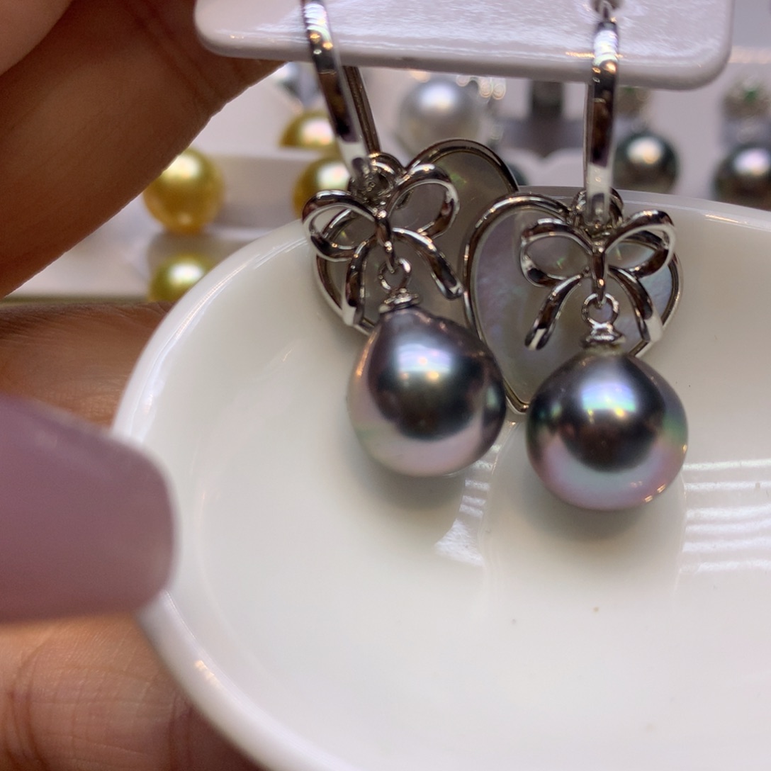 银S925镶嵌耳饰海水珍珠