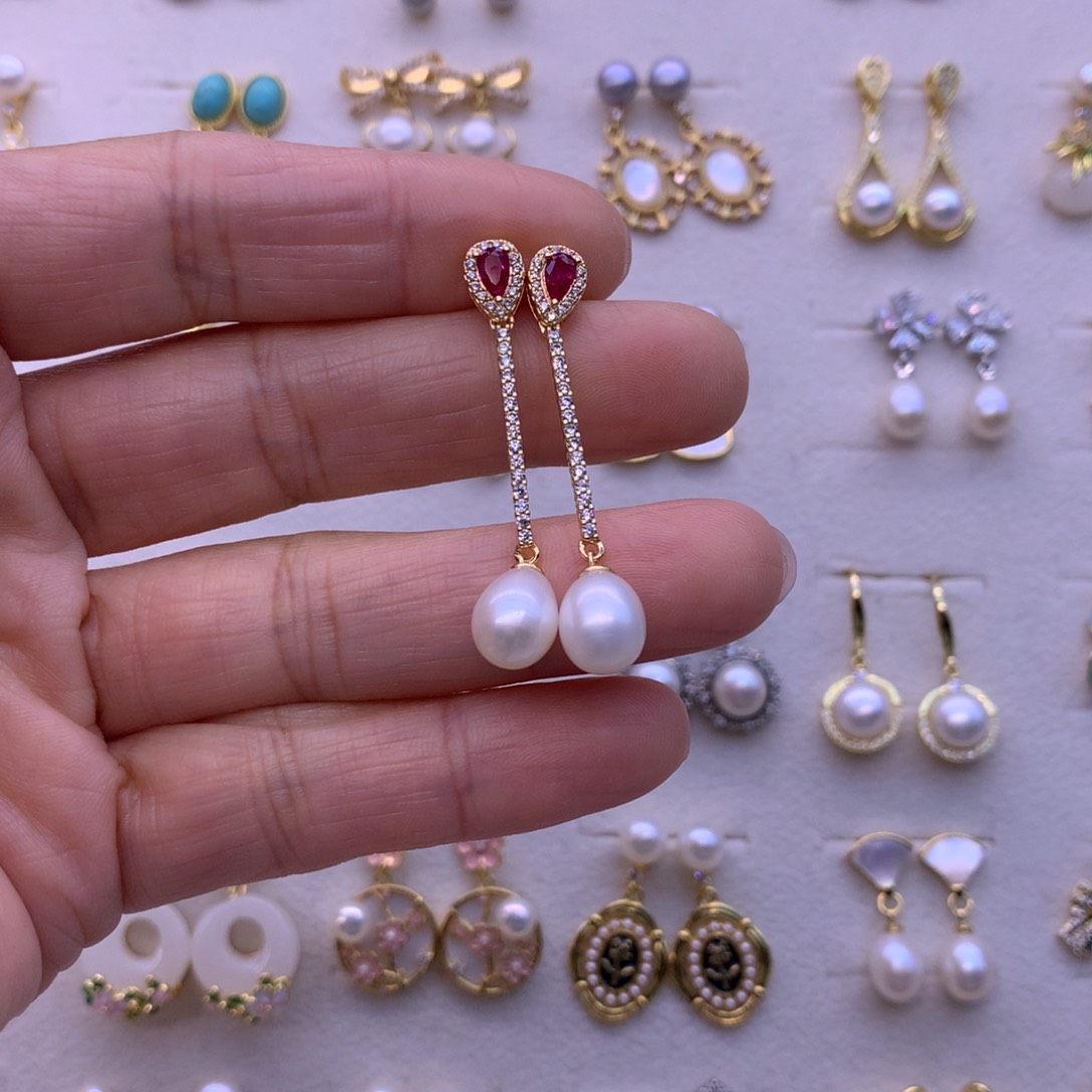 淡水珍珠耳饰合金