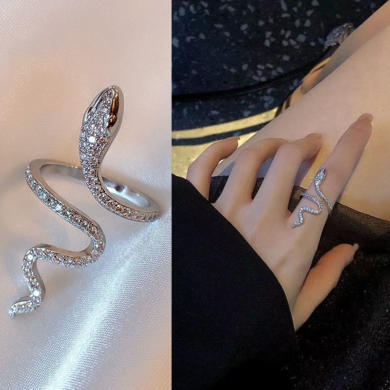 铜合金戒指 可调节灵蛇戒指女小众设计时尚食指戒轻奢高级感指环