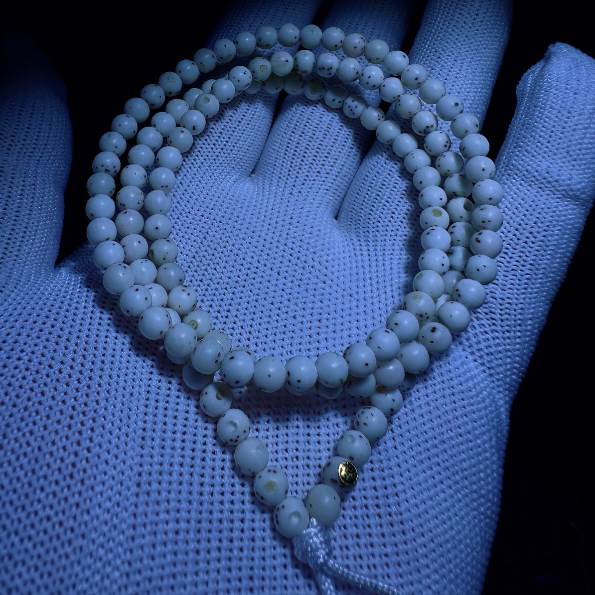 石玉料白冰正月数星星龙蛋圆珠108同枝果金标22k厚款