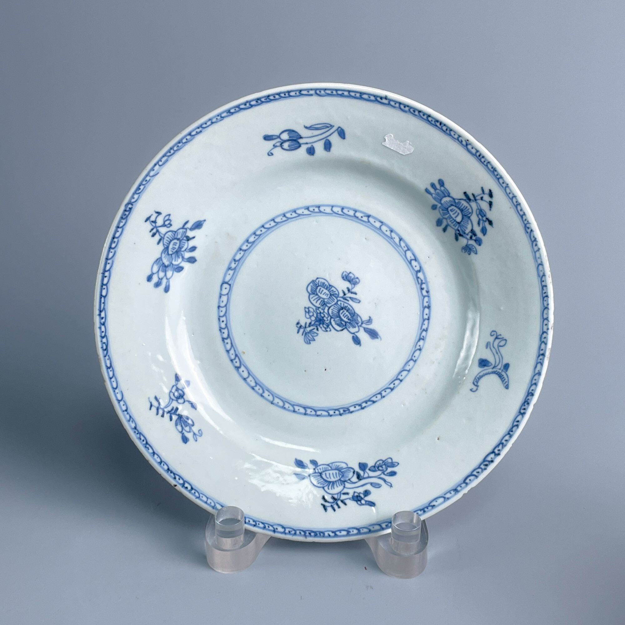 青花瓷/古董乾隆青花花卉纹盘-M25AF000F26古玩/收藏/文物/绣花张