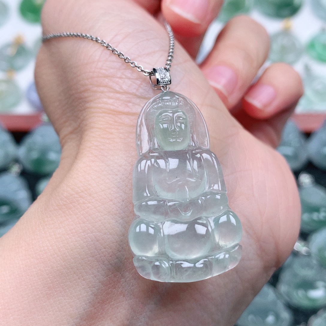 翡翠吊坠(不含链)18K金镶嵌