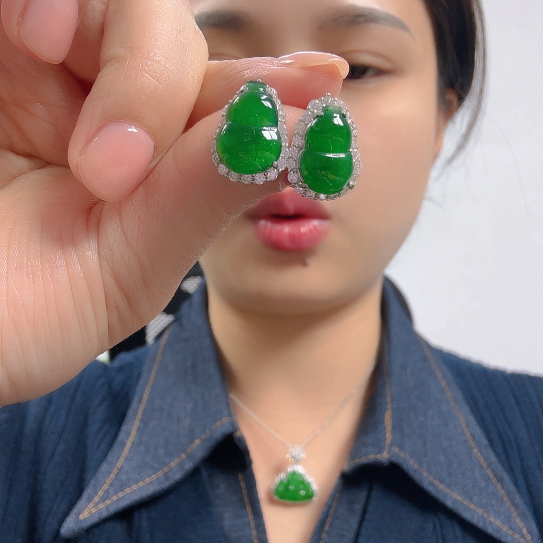 翡翠银S925镶嵌吊坠(不含链)