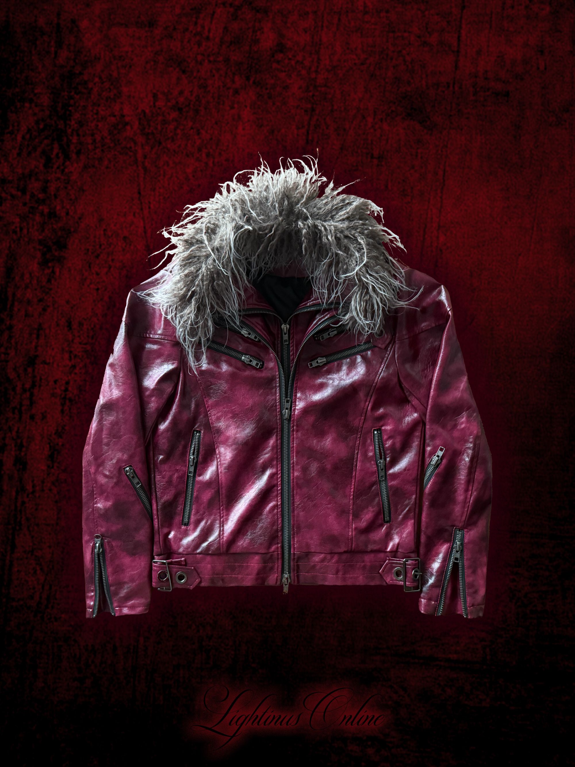 Lightinus【泣血之刃】视觉系可拆毛领正肩收腰皮衣亚文化中古外套