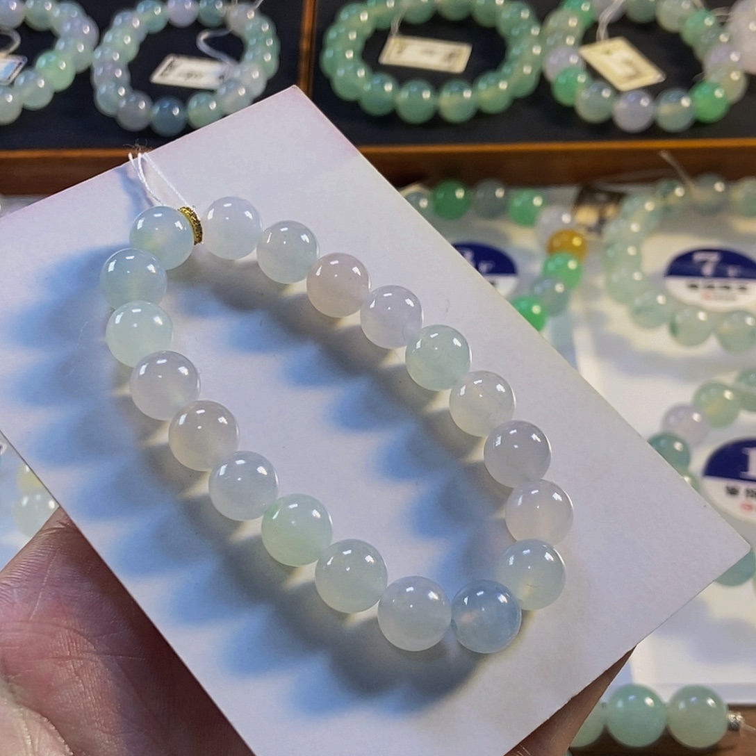 定制翡翠未镶嵌翡翠手串卡9.7