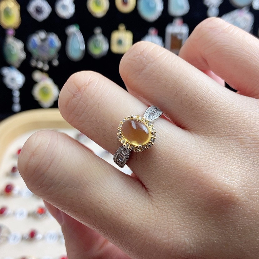 【闪购商品】黄晶戒指银S925镶嵌白*新疆西藏不包邮