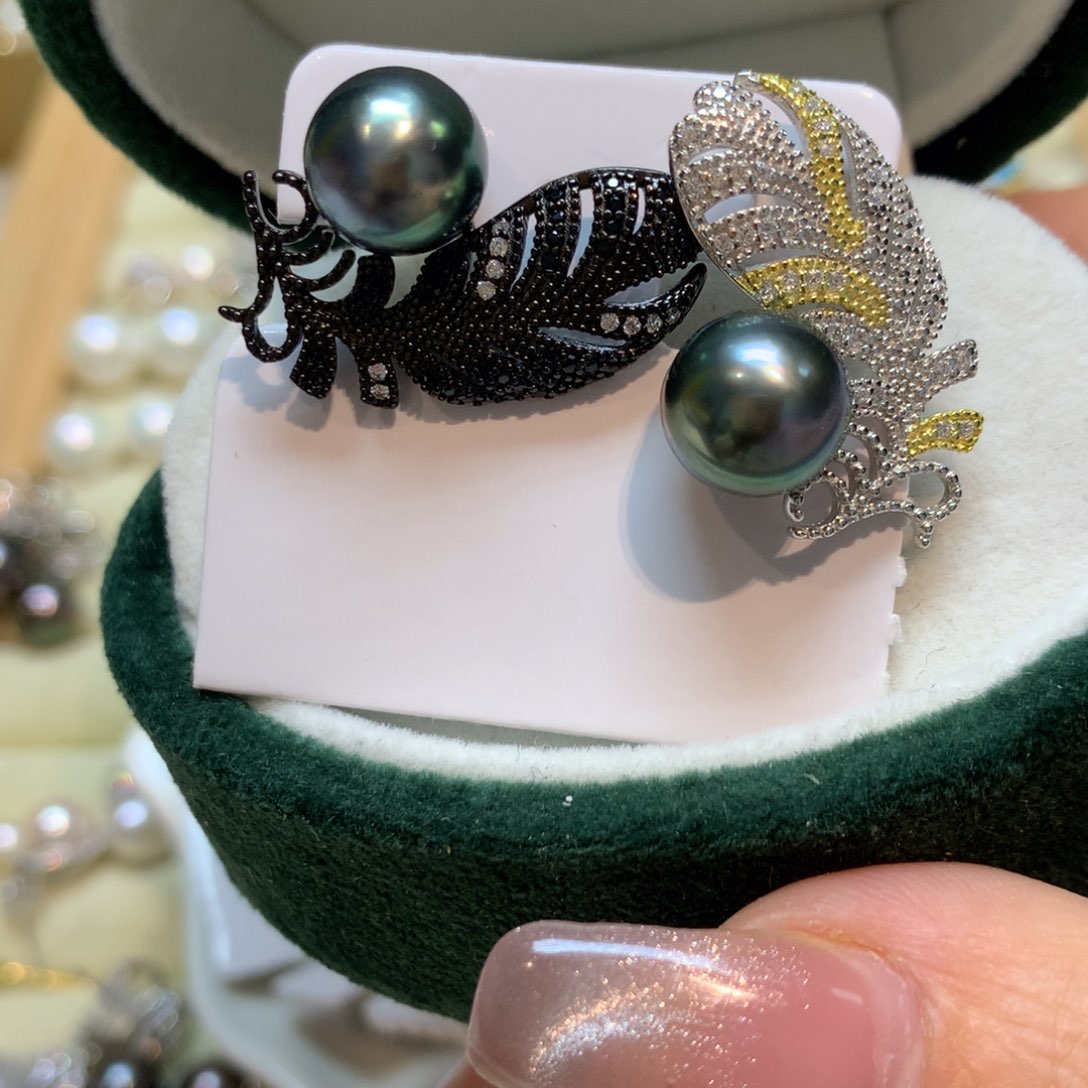 海水珍珠耳饰银S925镶嵌