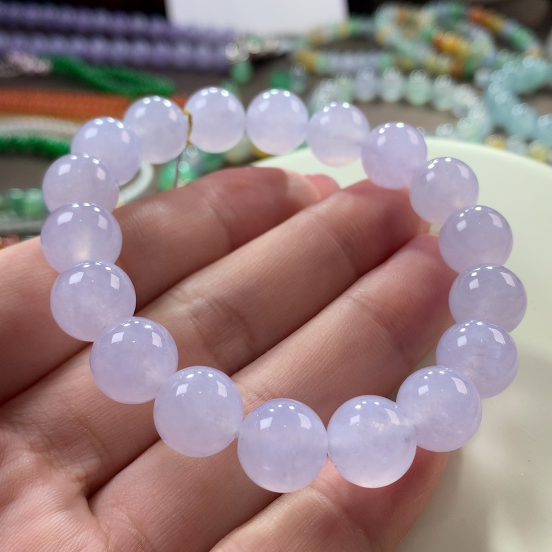 翡翠手链未镶嵌翡翠冰粉紫卡10.9+