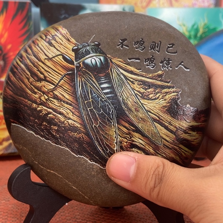 石材蝉摆件真美啊