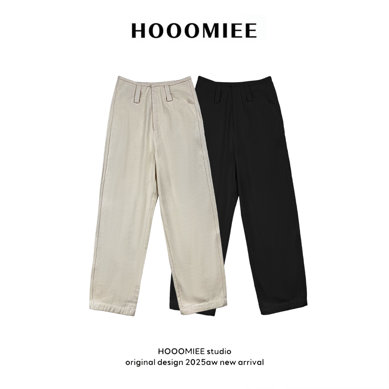 Hooomiee优雅纯色日常百搭女孩牛仔裤2025-497