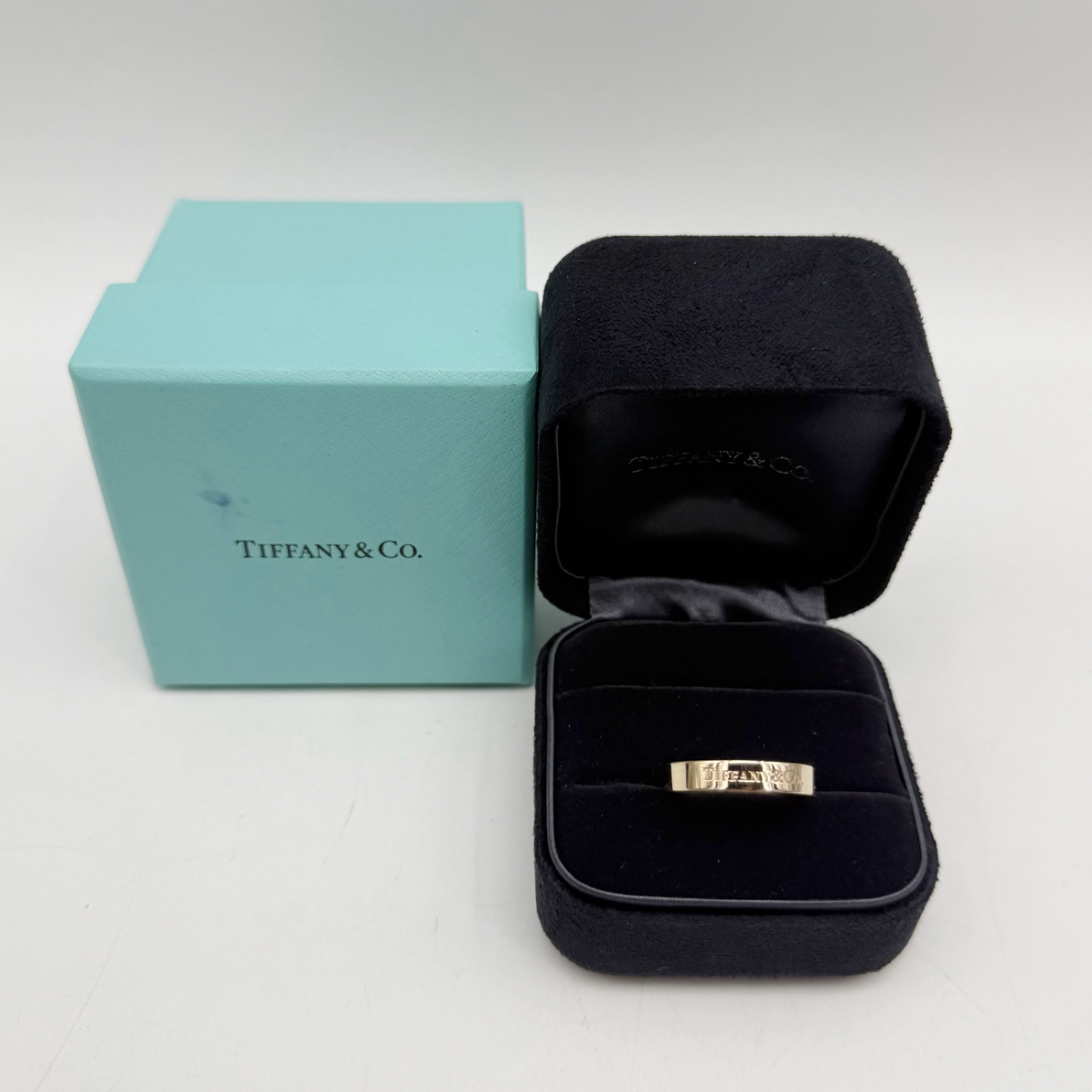 95新 Tiffany & Co./蒂芙尼 玫瑰金  宽版无钻戒指 57码03077
