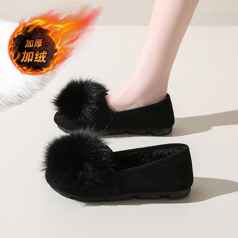 毛毛鞋加绒豆豆鞋韩版百搭秋冬棉鞋女外穿X-321