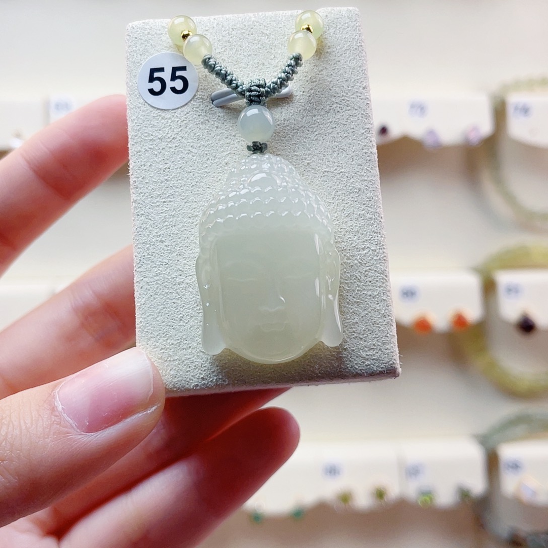 和田玉未镶嵌吊坠(赠链)佛头