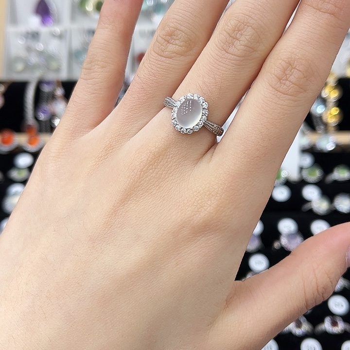 岫玉银S925镶嵌戒指