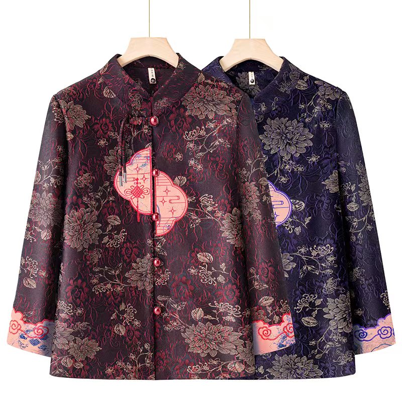 妈妈装秋季新款中国风外套老年女装奶奶装大码老太太外套老人衣服