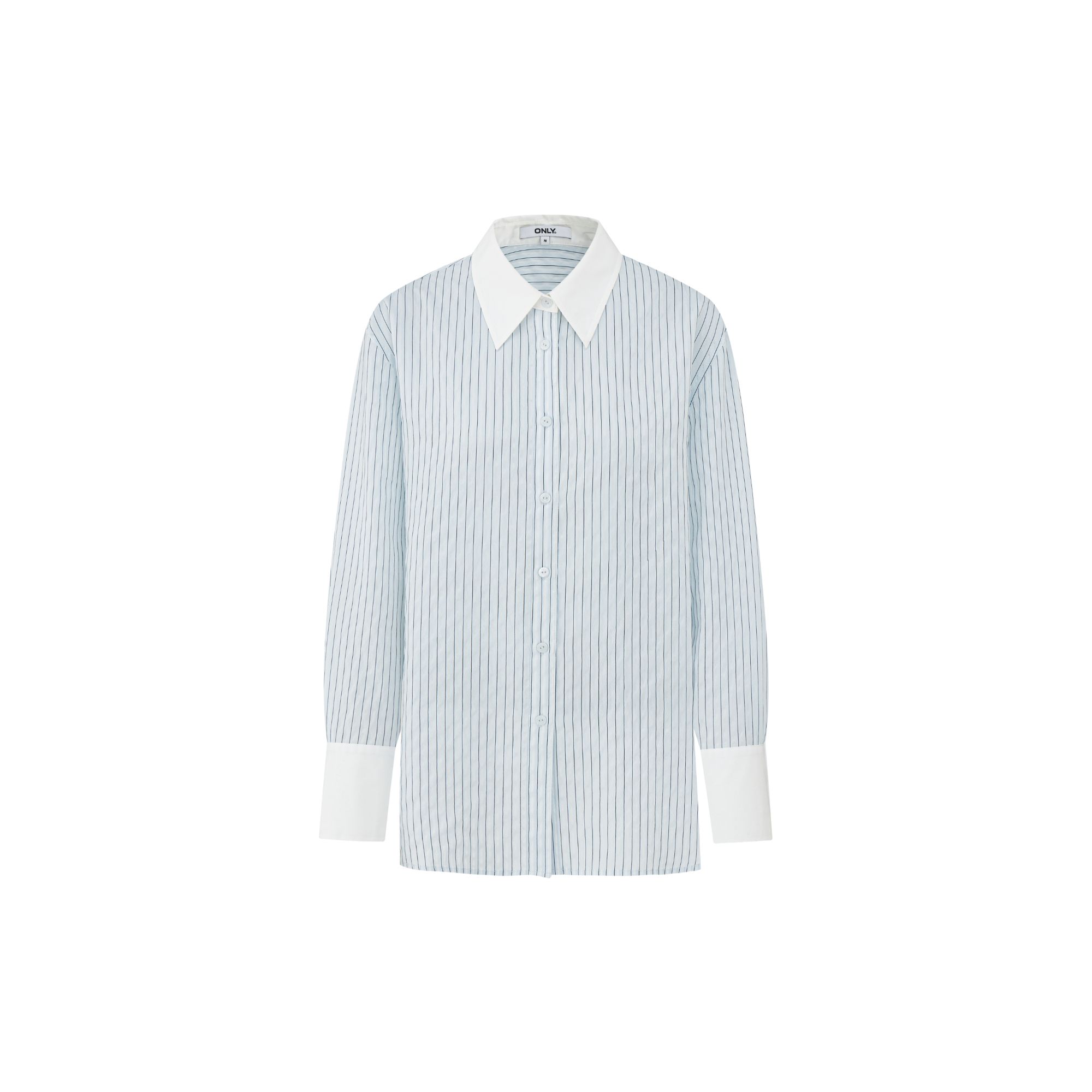 ONLY2026春季新款长袖拼接休闲时尚竖条纹衬衫通勤|126105007