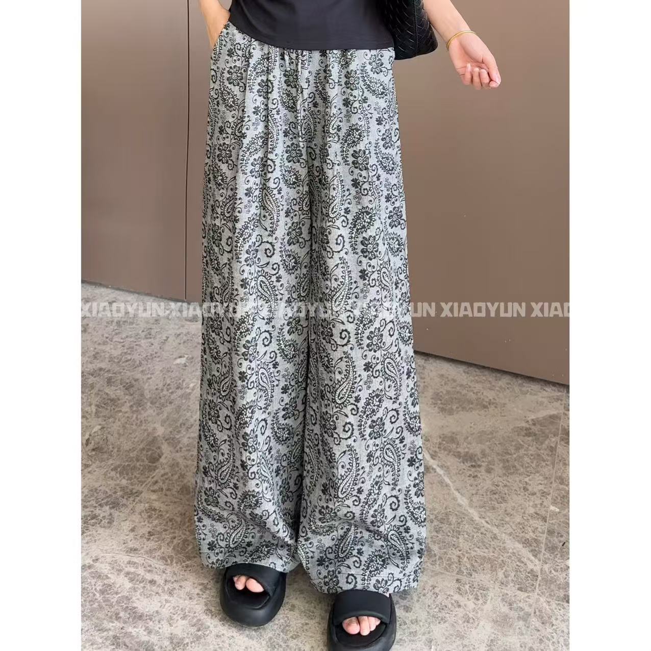 腰果花阔腿裤 小允姐姐2025新款时尚气质高级腰果花阔腿裤