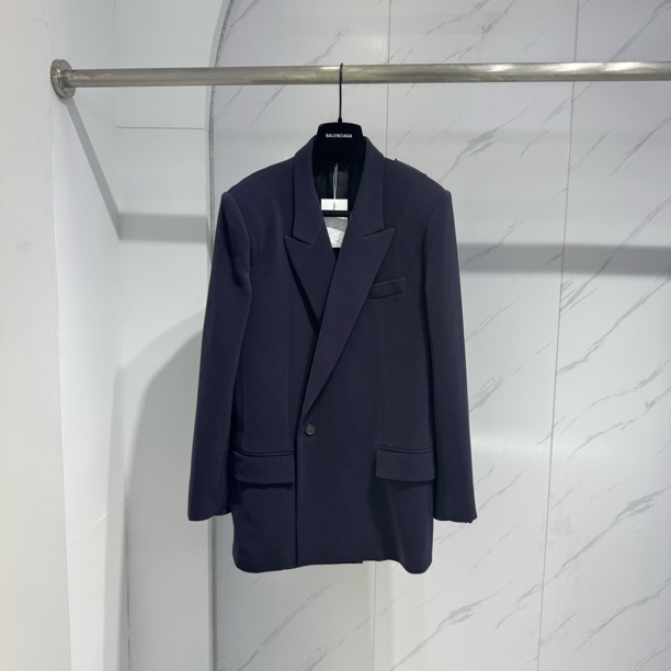 99新 Balenciaga/巴黎世家 暗紫色廓形西装内里满印logo/44码