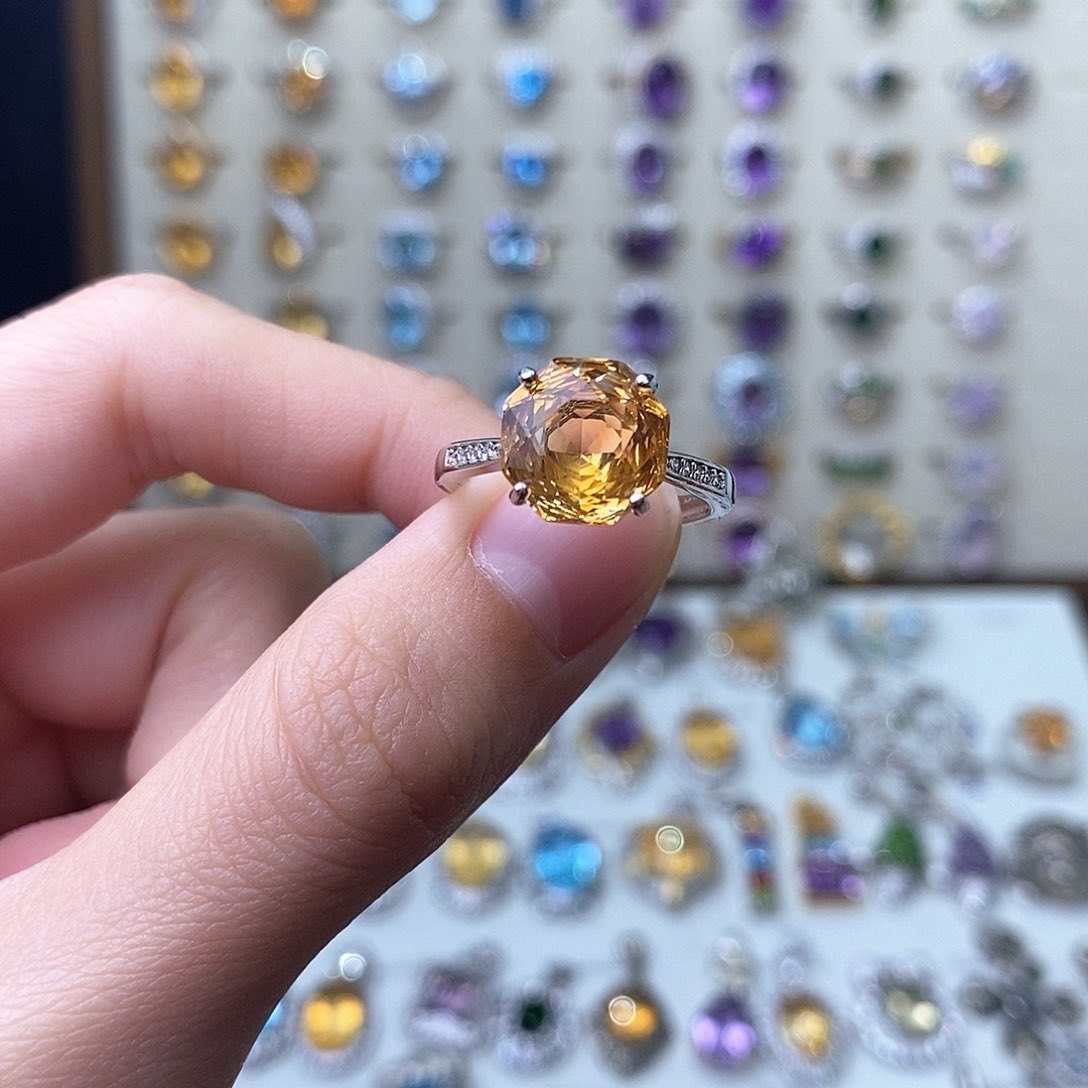 黄晶戒指银S925镶嵌（一物一证）