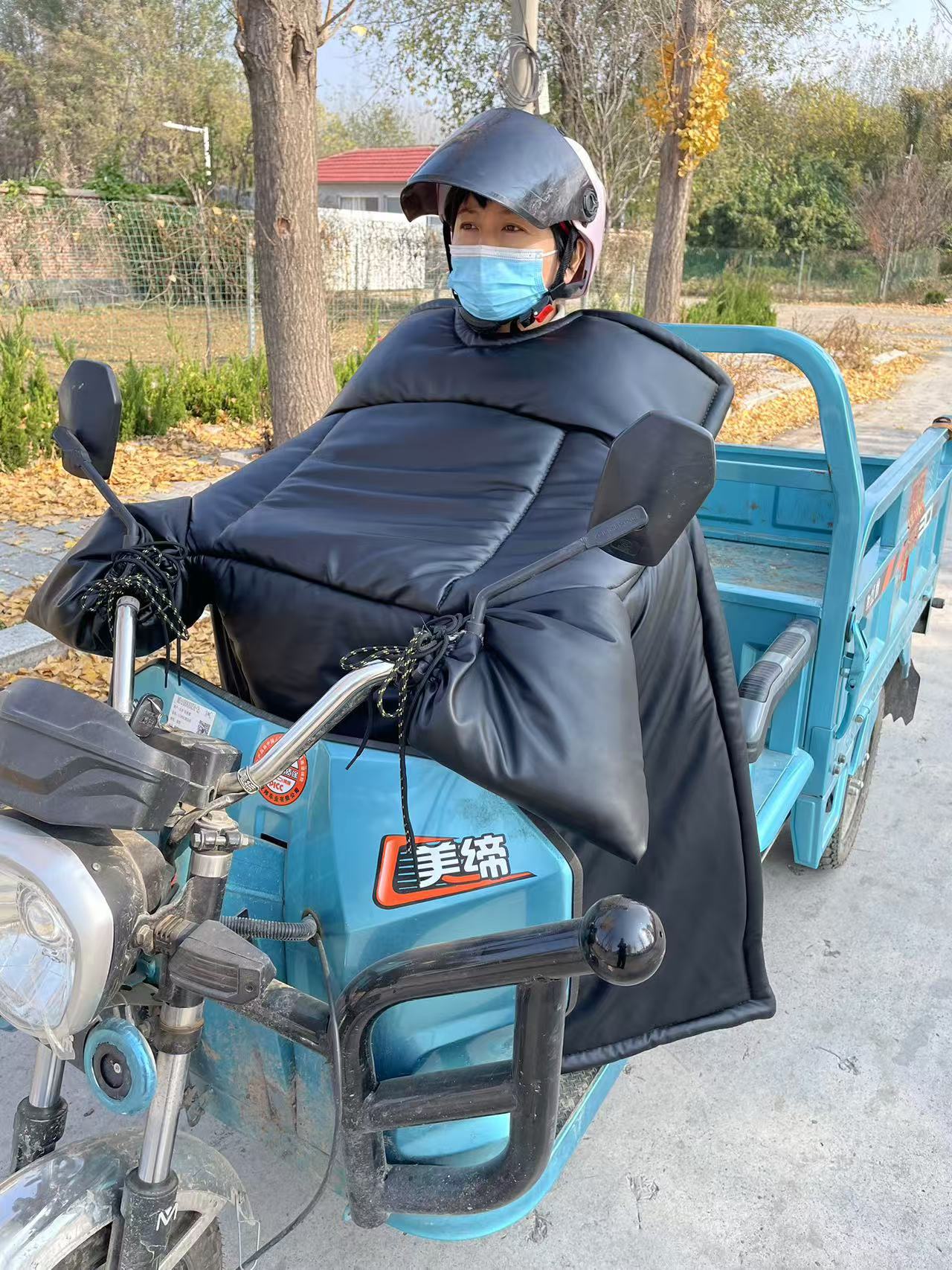 电动三轮车PU挡风被冬季加绒加厚防水冬天防寒大号冬款防雨罩皮革