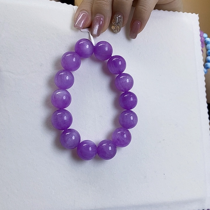 锂辉石紫锂辉高冰收藏级手串15+未镶嵌