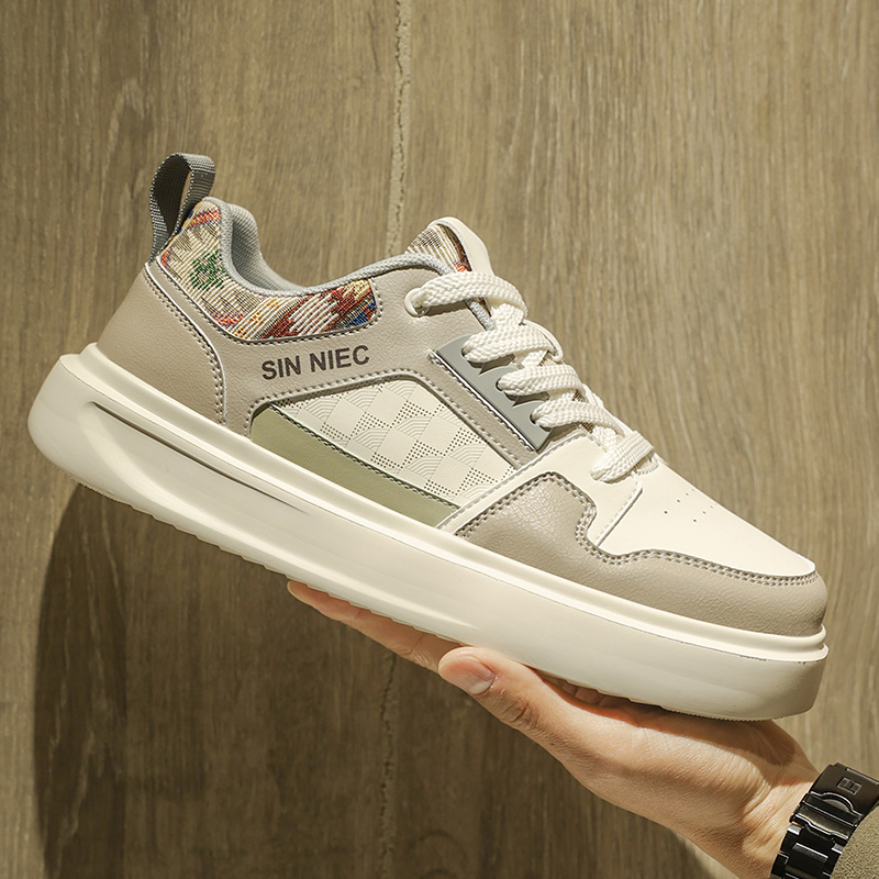 新款透气小白鞋男士户外休闲男鞋防滑软底软面百搭鞋男厚底低帮